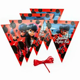 Гирлянда флажки, Леди Баг и Супер-кот, 240см