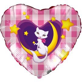 Шар-сердце Кошка на луне