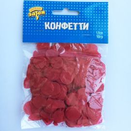 Конфетти круги тишью красный, 1,5см
