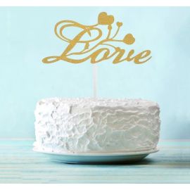 Топпер Love с сердцами, золото