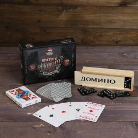 Подарочный набор 2 в 1 Крутого НГ, домино, карты