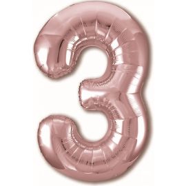 Цифра 3, розовое золото, Slim