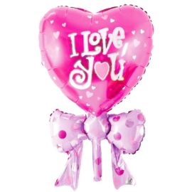 Шар-мини Сердце с бантиком I love you