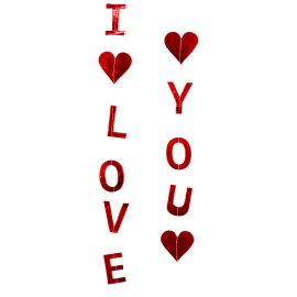 Гирлянда-подвеска I love you, красный