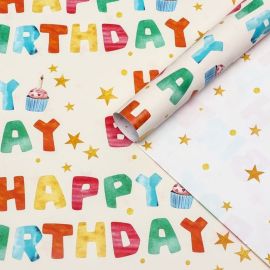 Упаковочная бумага Happy birthday, 70*100см