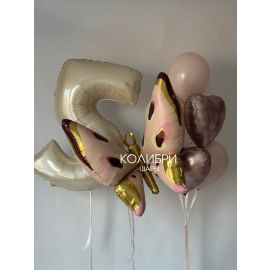 Набор шаров для девочки с цифрой и бабочкой