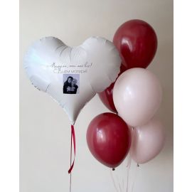 Набор шаров для мамы сердце с фото и связка