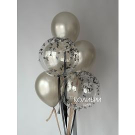 Связка шаров с черной гортензией