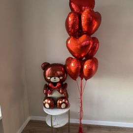 Набор шаров Мишка и 10 сердец